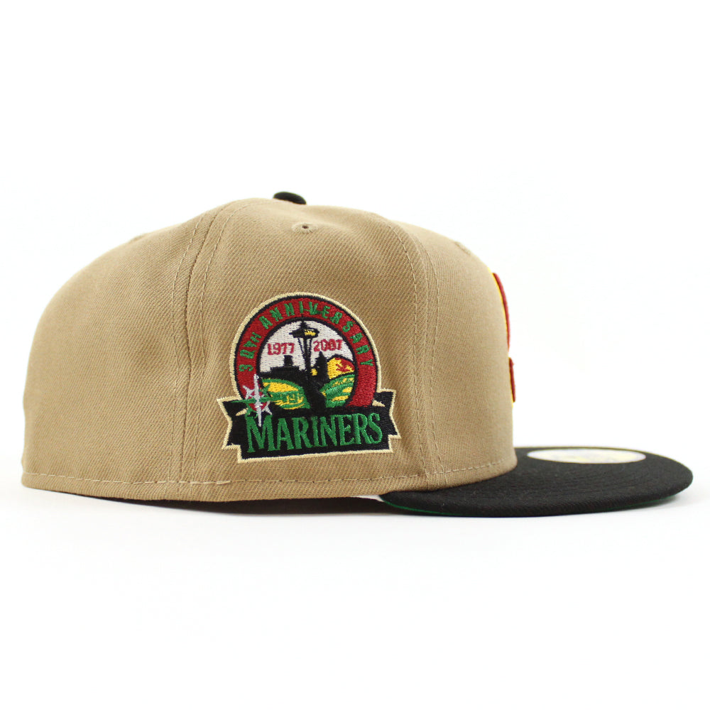 Seattle Mariners 30TH ANNIVERSARY New Era 59Fifty Fitted Hat (KHAKI BL ...