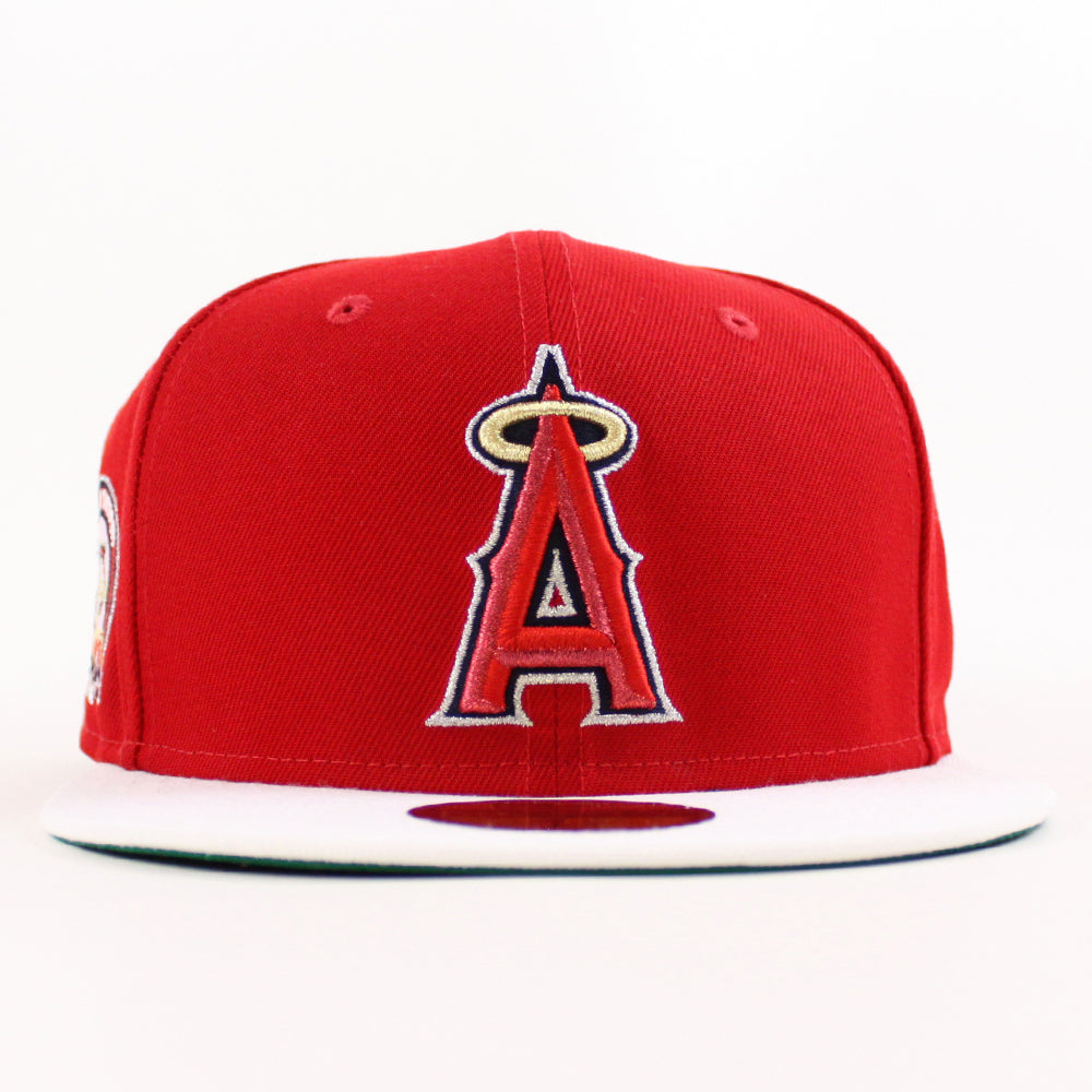 Anaheim Angels A City Connect New Era 59Fifty Fitted Hat (Chrome Black  Scarlet Under Brim)