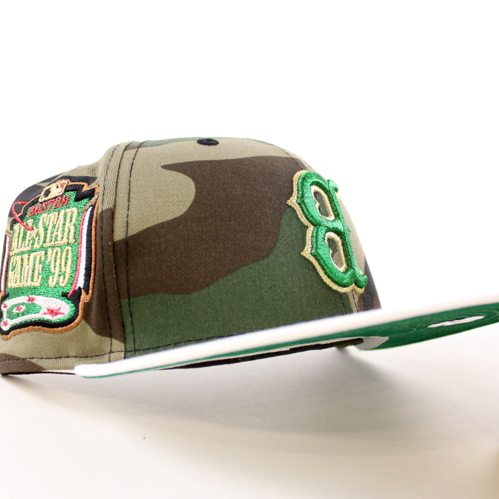 Boston Red Sox Fenway 1999 All Star Game New Era 59FIFTY Fitted Hat (Woodland Camo White Green Under BRIM) 7 3/4