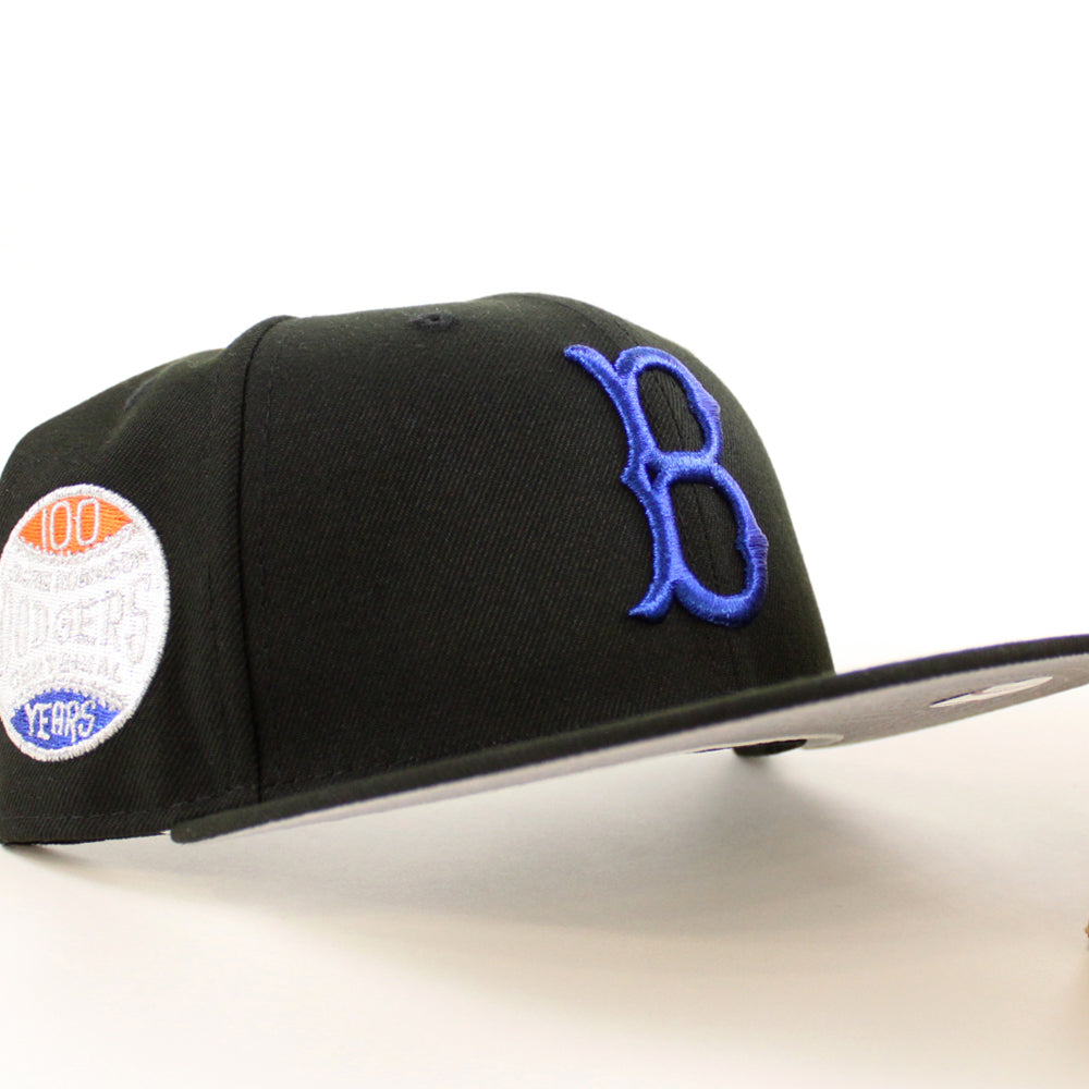 Brooklyn Dodgers 100 Years Jackie Robinson 59Fifty New Era Fitted Hat  (Black Gray Under Brim)