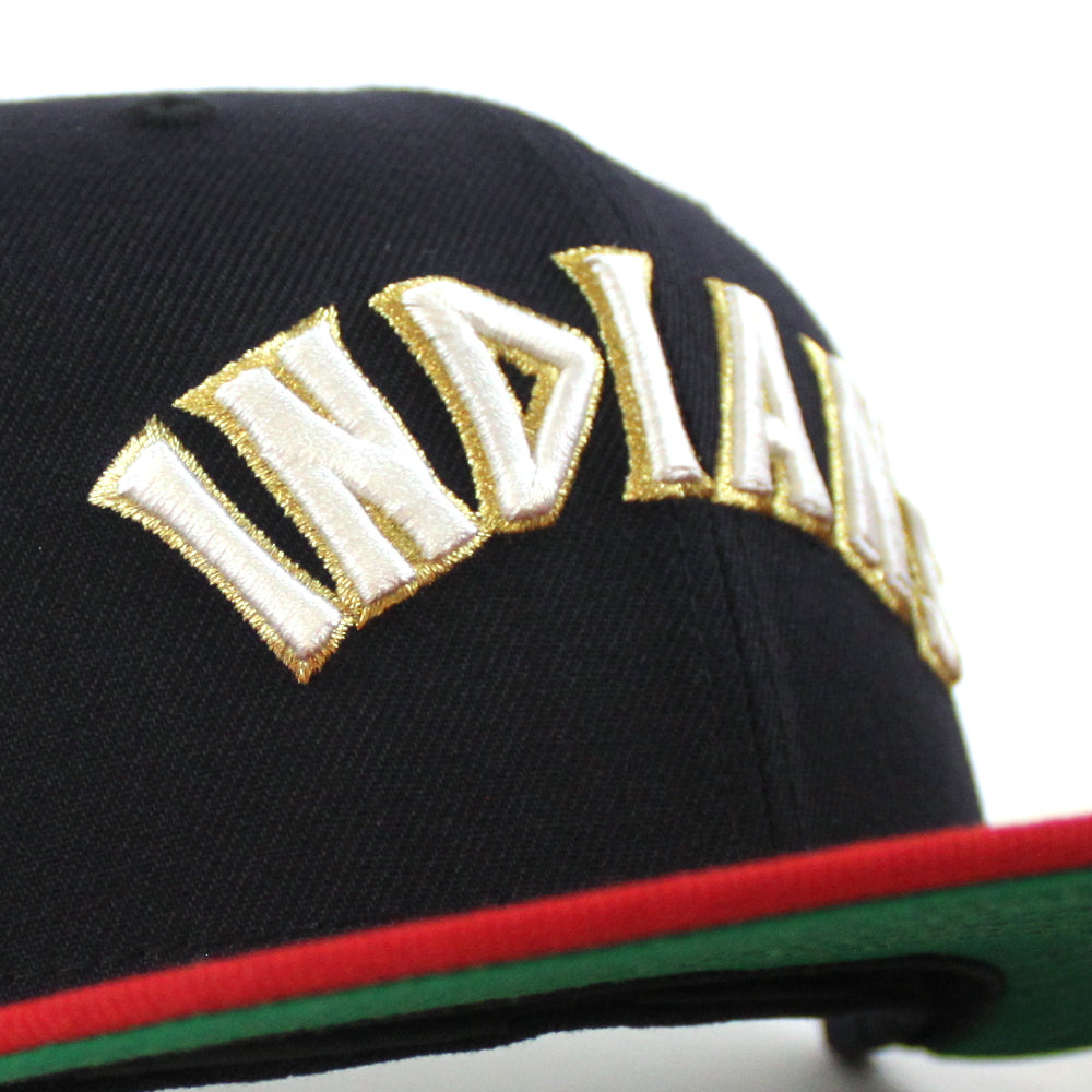 Cleveland Indians 100 Seasons New Era 59FIFTY Fitted Hat (Navy Scarlet Red Green Under BRIM) 7 7/8