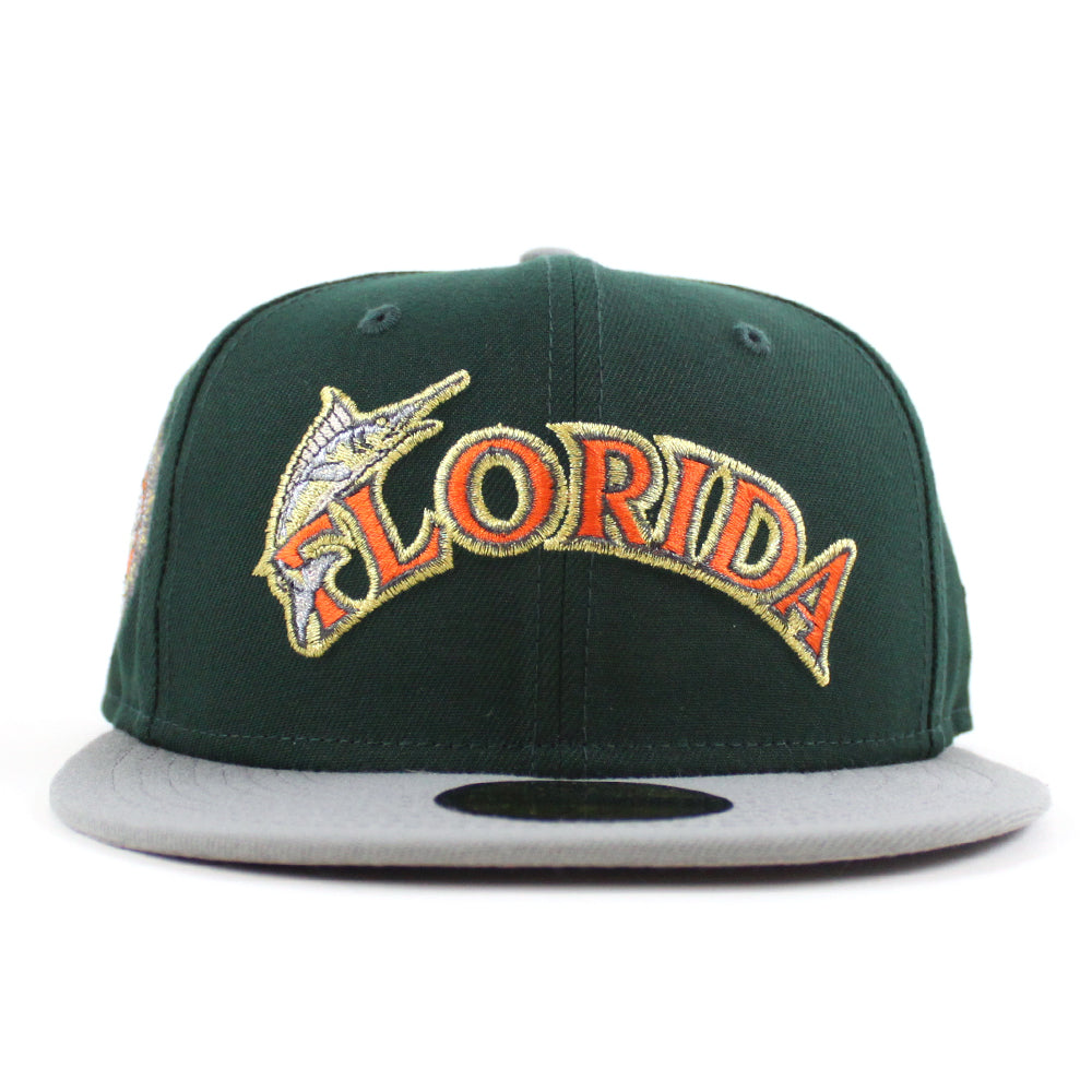 Florida Marlins Marlins Patch New Era 59FIFTY Fitted Hat (Green Misty Morning Gray Under BRIM) 7 3/8