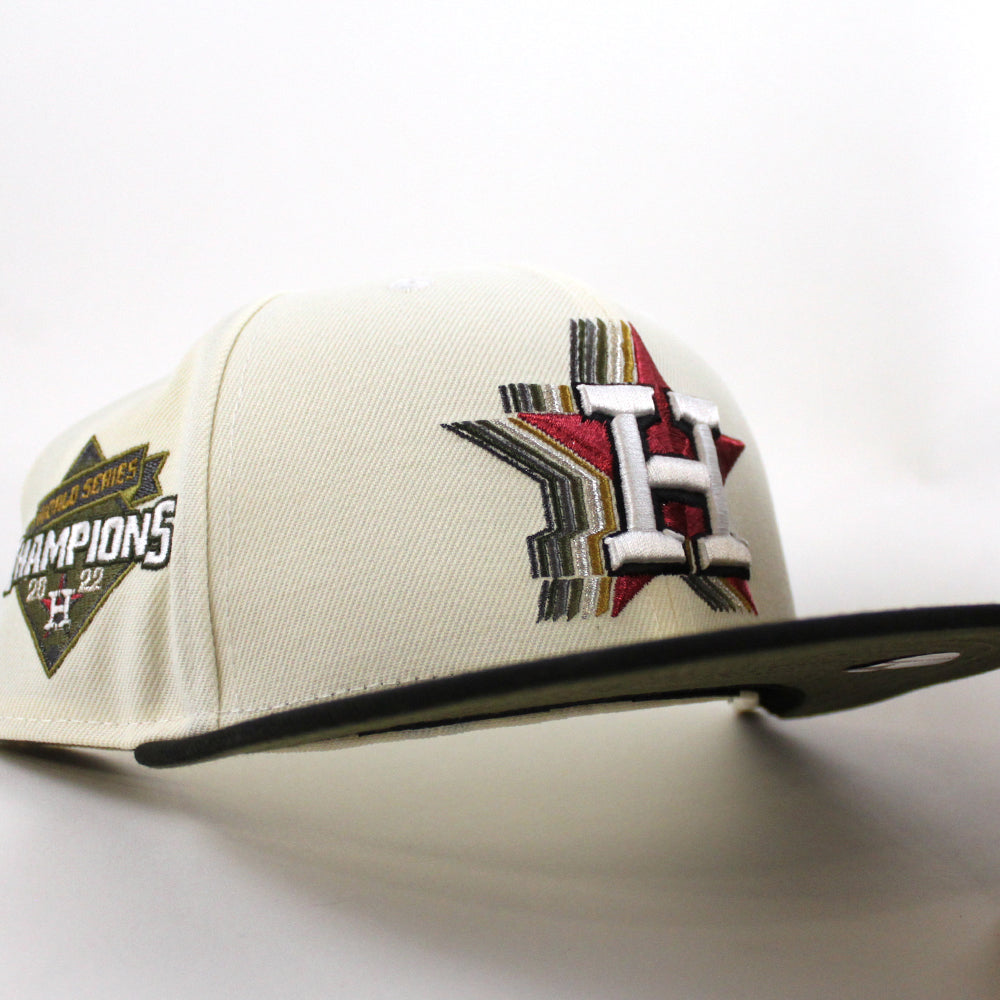 Houston Astros World Series Champions 2022 New Era 59Fifty Fitted Hat  (Chrome White Black Olive Under Brim)