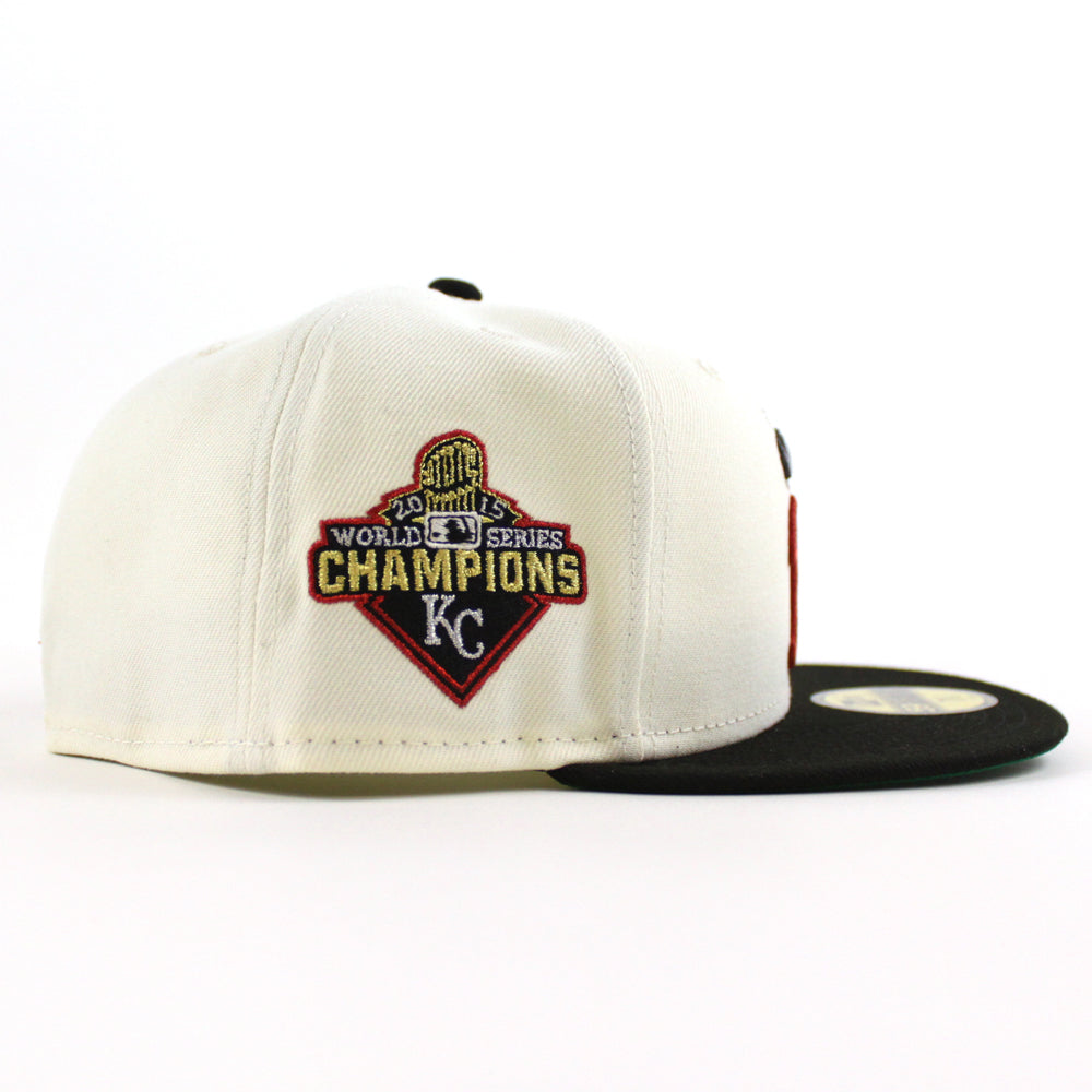 Kansas City Royals 2015 World Series New Era 59FIFTY Fitted Hat (Chrome White Black Green Under BRIM) 7 3/8