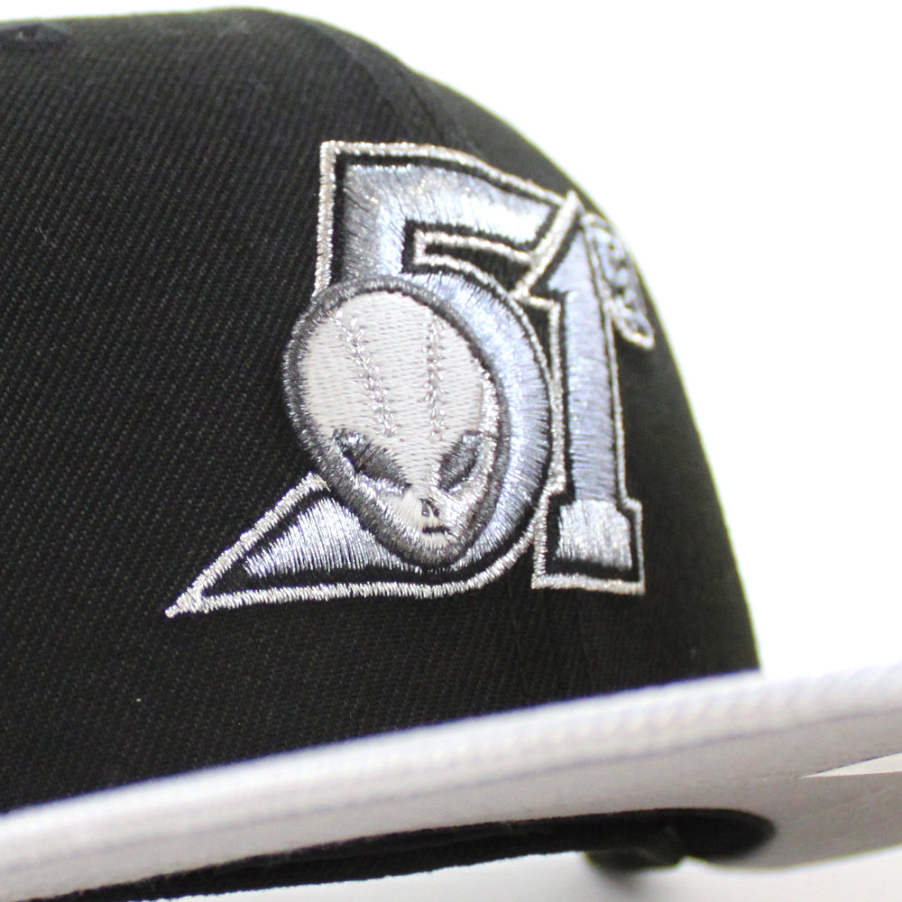 LAS VEGAS 51S New Era 59Fifty Fitted Hat (Black Metallic Silver Gray U ...