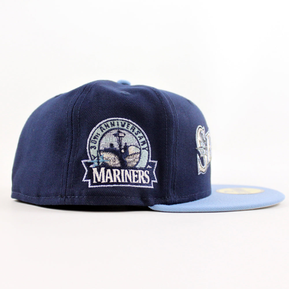 Seattle Mariners 30th Anniversary New Era 59FIFTY Fitted Hat (oceanside Blue Sky Blue Metallic Silver Under BRIM) 7 3/8