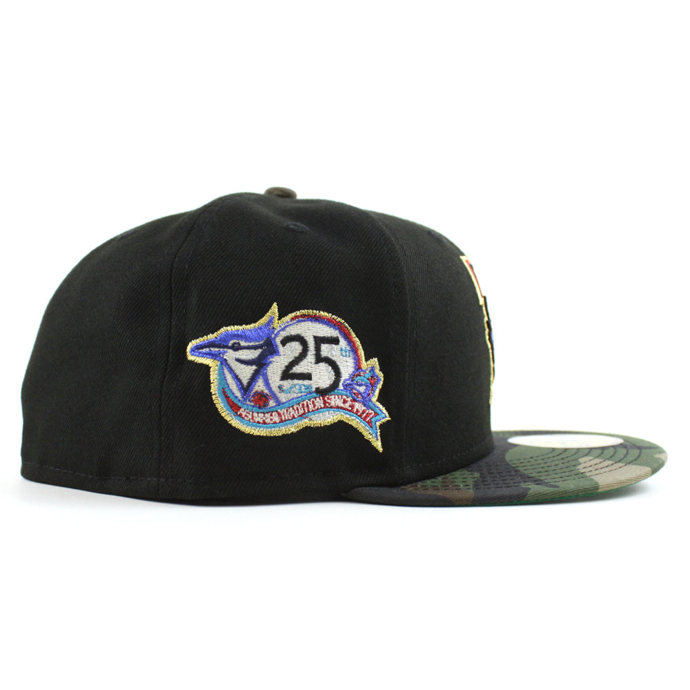 Toronto Blue Jays 25th Anniversary New Era 59FIFTY Fitted Hat (White Black Green Under BRIM) 7 1/8