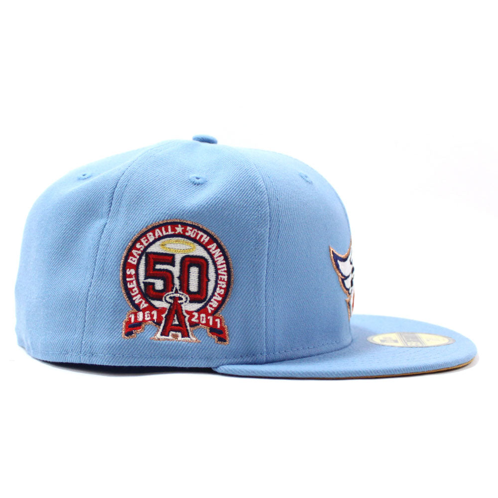 Anaheim Angels 50th Anniversary New Era 59Fifty Fitted Hat Light blue Tan  Under Brim 