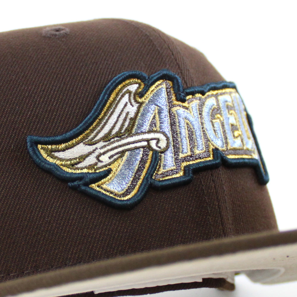 Anaheim Angels 60th Anniversary New Era 59FIFTY Fitted Hat (Burnt Wood Walnut Stone Gray Under BRIM) 7 1/8