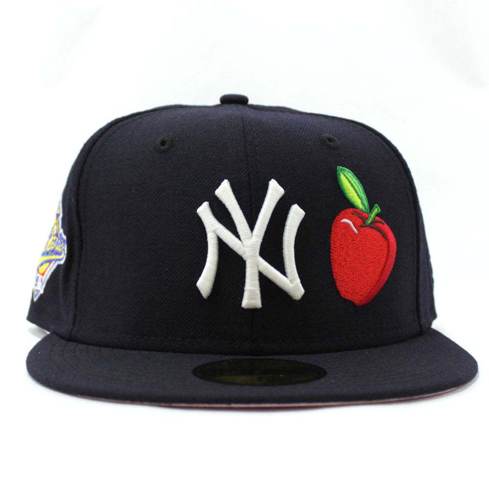 Apple Statue of Liberty New York Yankees 1996 World Series New Era 59Fifty  Fitted Hat (Navy Pink Under Brim)