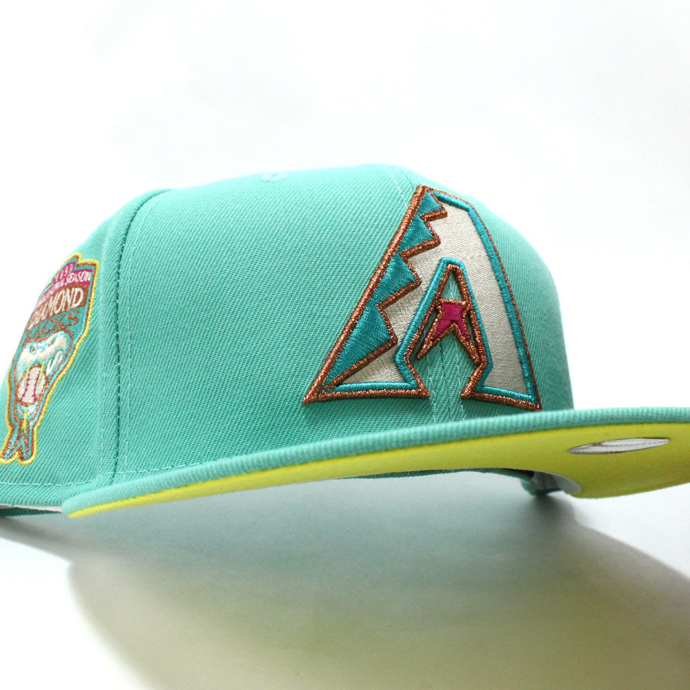 Arizona Diamondbacks 1998 INAUGURAL SEASON New Era 59Fifty Fitted Hat (Mint  Yellow Under Brim)