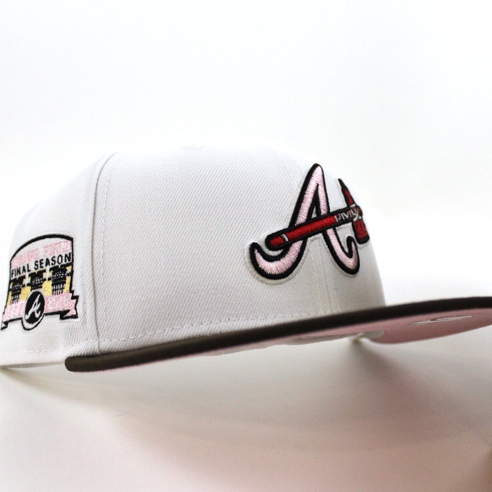 New Era Atlanta Braves Khaki/Olive Cooperstown Collection Turner Field  Final Season Pink Undervisor 59FIFTY Fitted Hat