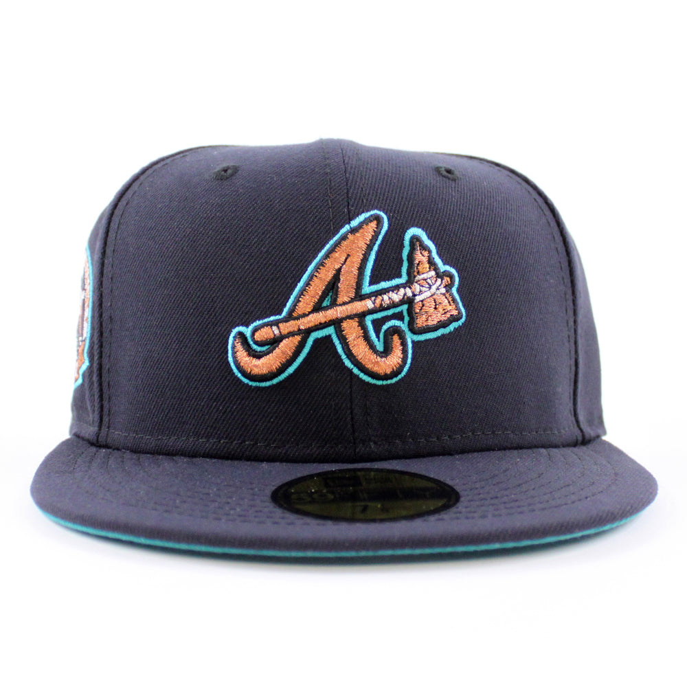 Atlanta Braves Inaugural Season New Era 59Fifty Fitted Hat (Navy Aqua Under  Brim)