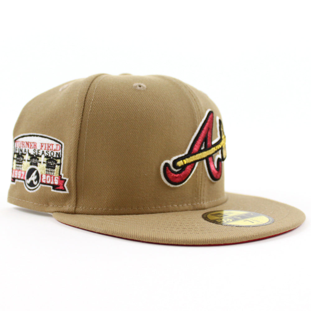 Peach Atlanta Braves TURNER FIELD FINAL SEASON New Era 59Fifty Fitted Hat  (Glow in the Dark Black Gray Under Brim)