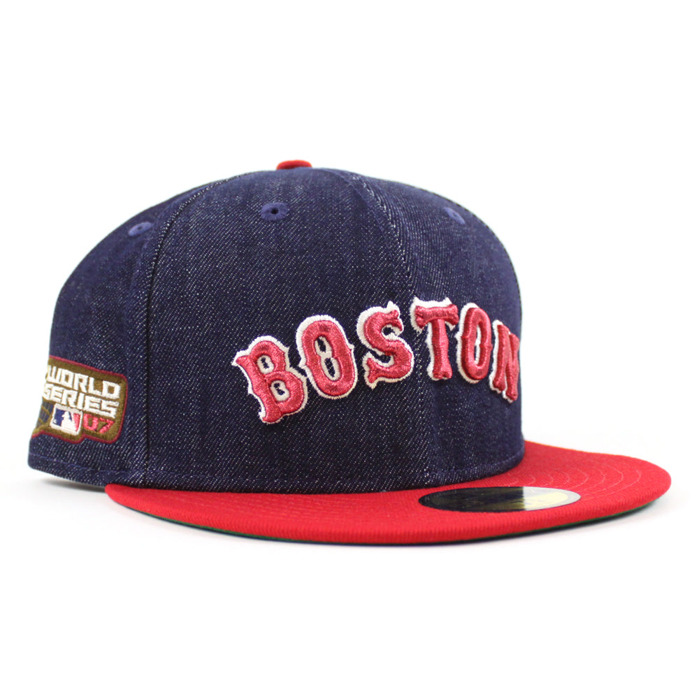 Boston Red Sox New Era 2007 World Series Side Patch Peach Undervisor  59FIFTY Fitted Hat - White/Gray