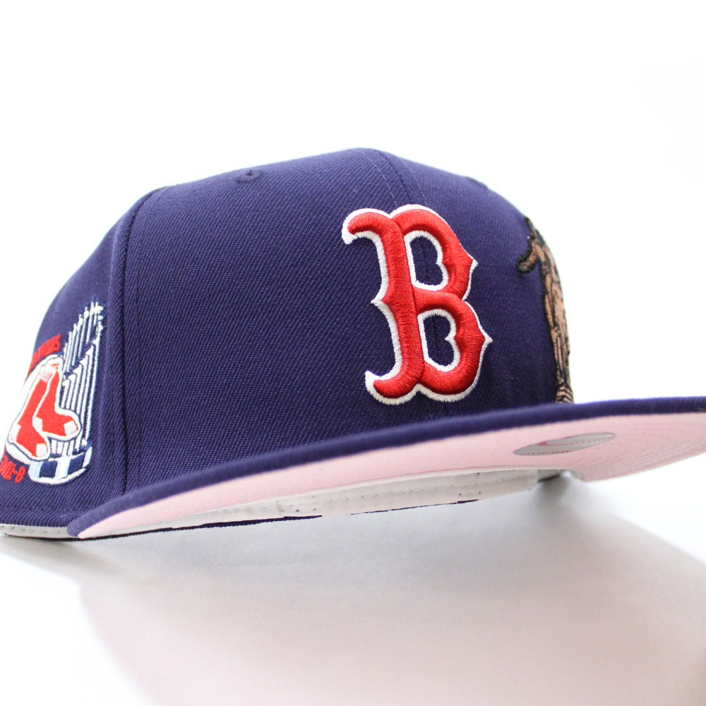 Boston Red Sox 8 WORLD SERIES CHAMPIONS New Era 59Fifty Fitted Hat (Navy  Pink Under Brim)