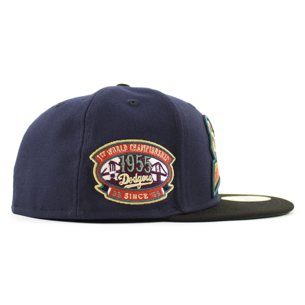 New Era Brooklyn Dodgers Glow My God 1955 World Series Patch Hat Club Exclusive 59Fifty Fitted Hat Black