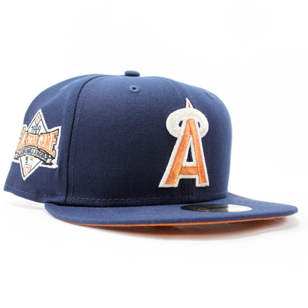 New Era California Angels Blue Nitro Collection (Friends and Family) 1989 All Star Game Capsule Hats Exclusive 59FIFTY Fitted Hat Blue/Peach