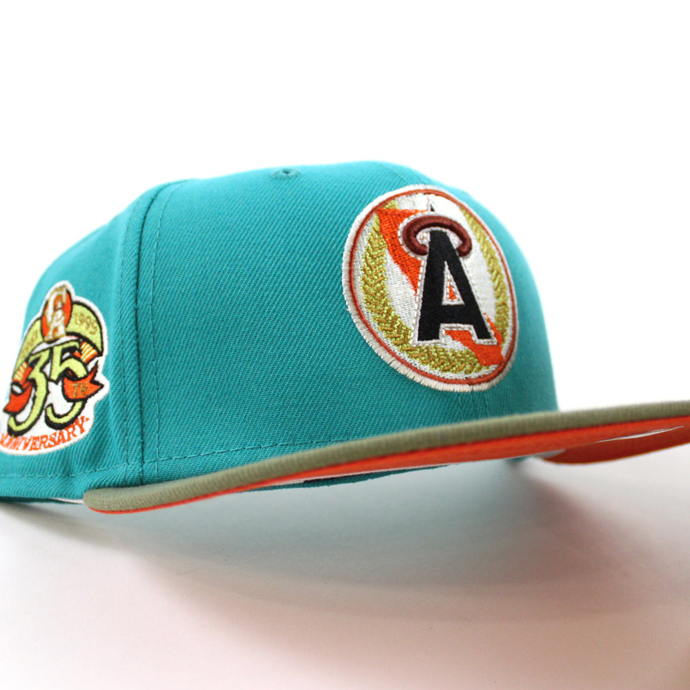 New Era Light Blue/navy Los Angeles Angels Green Undervisor 59fifty Fitted  Hat