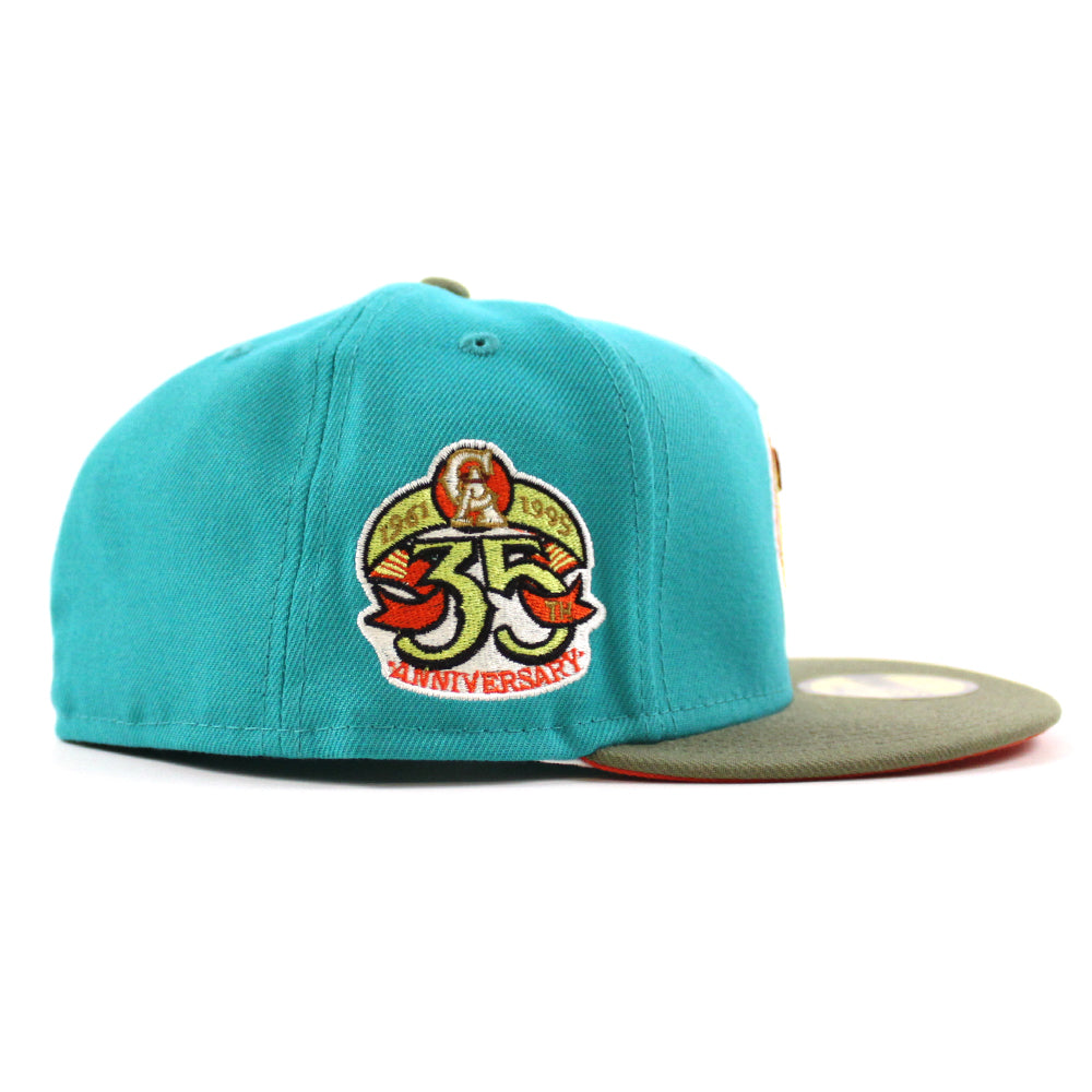 California Angels New Era 35th Anniversary Sky Blue Undervisor 59FIFTY  Fitted Hat - Tan