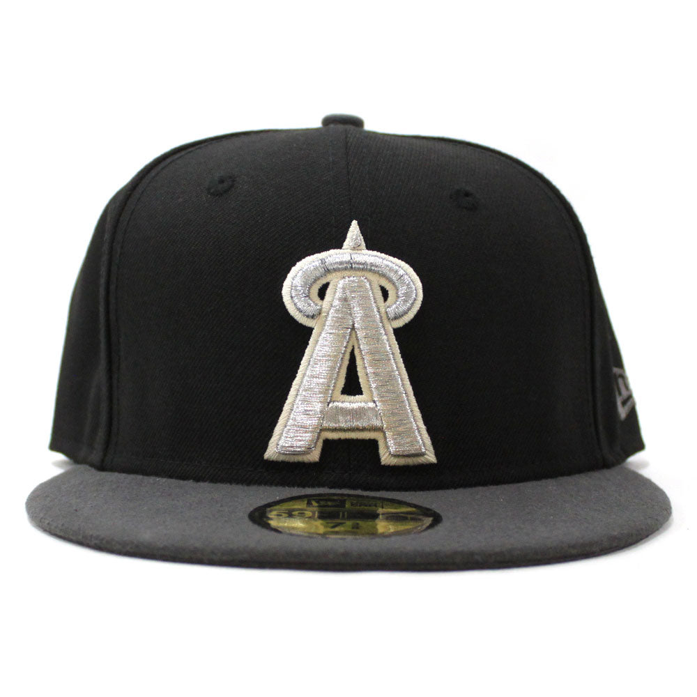 KTZ Los Angeles Angels Of Anaheim Heather Black White 59fifty Cap in Gray  for Men