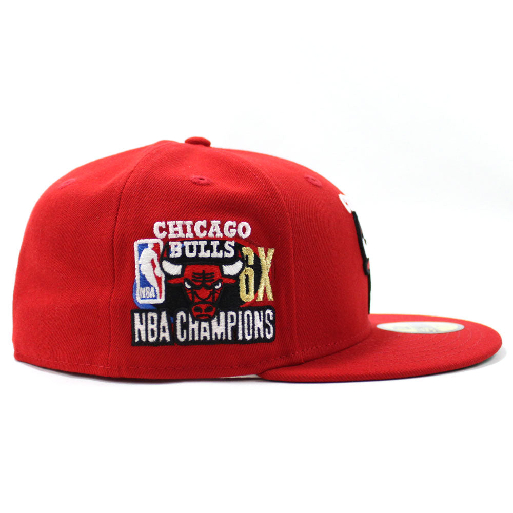 Chicago Bulls 6 X NBA Champs New Era 59fifty Fitted Hat (Red Green Under  Brim)