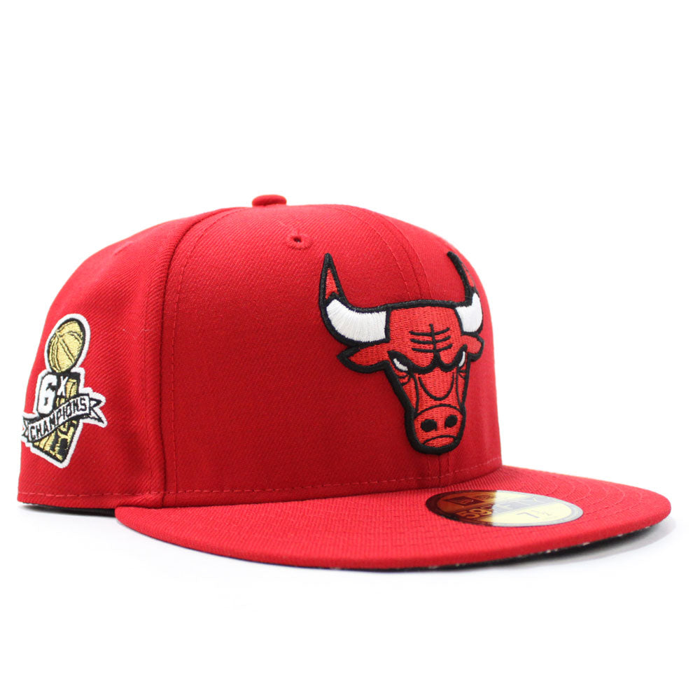 Chicago Bulls 6X NBA Champions New Era 59fifty Fitted Hat (Red Black  Paisley Under Brim)