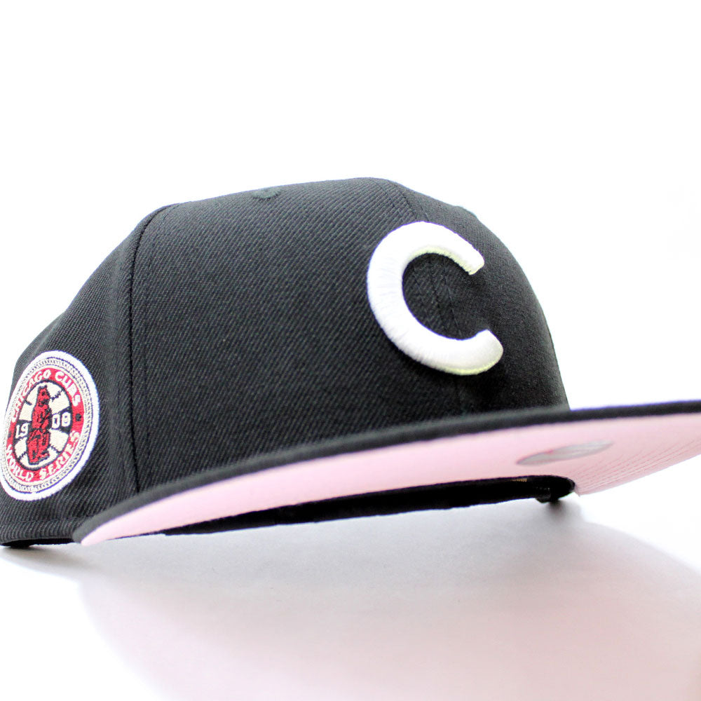 Men's Chicago Cubs New Era Pink 1908 World Series Champions Beetroot Cyber  59FIFTY Fitted Hat