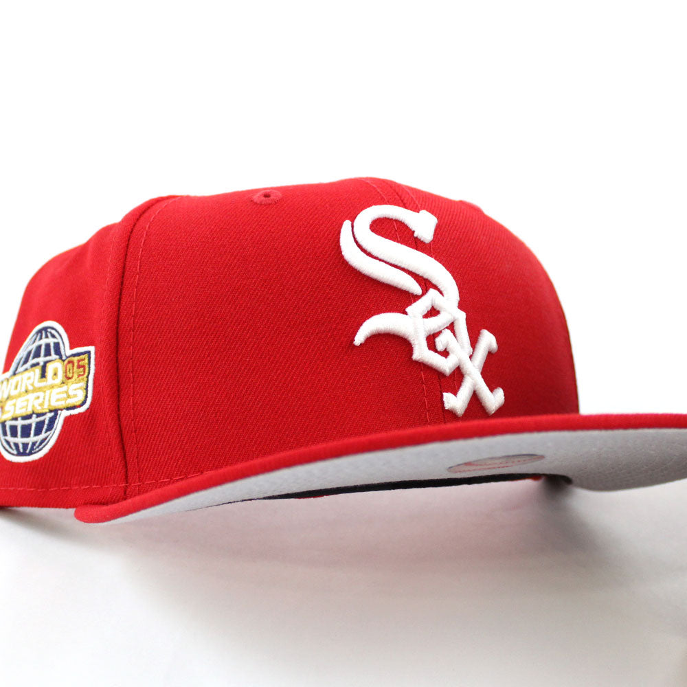 New Era 59Fifty Hat Chicago White Sox MLB Scarlet Red Fitted Headwear Cap  (7 1/2)