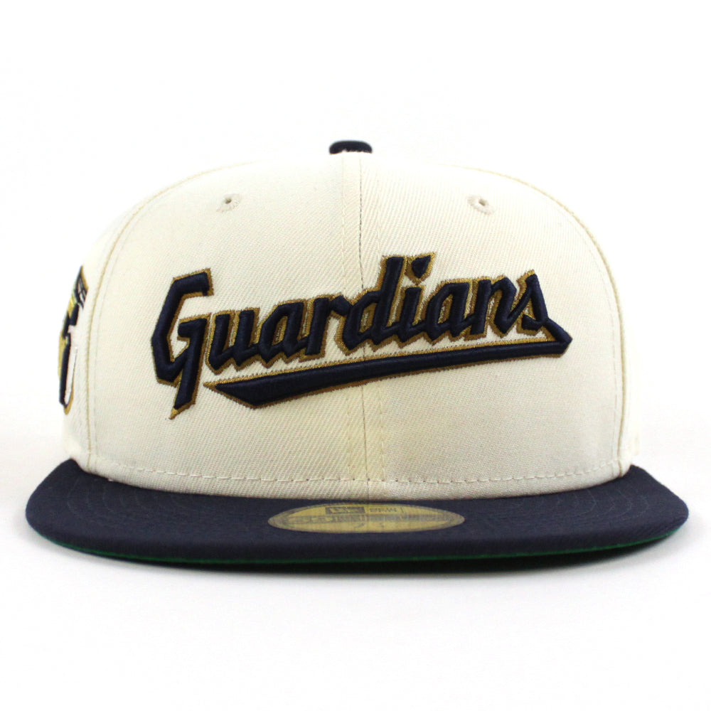 Cleveland Guardians CLEGUA Cleveland New Era 59FIFTY Fitted Hat (GITD Songbird Blue Pine Needle Green New Olive Under Brim 7 1/8