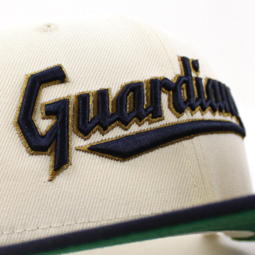 Cleveland Guardians CLEGUA Cleveland New Era 59FIFTY Fitted Hat (GITD Songbird Blue Pine Needle Green New Olive Under Brim 7 1/8