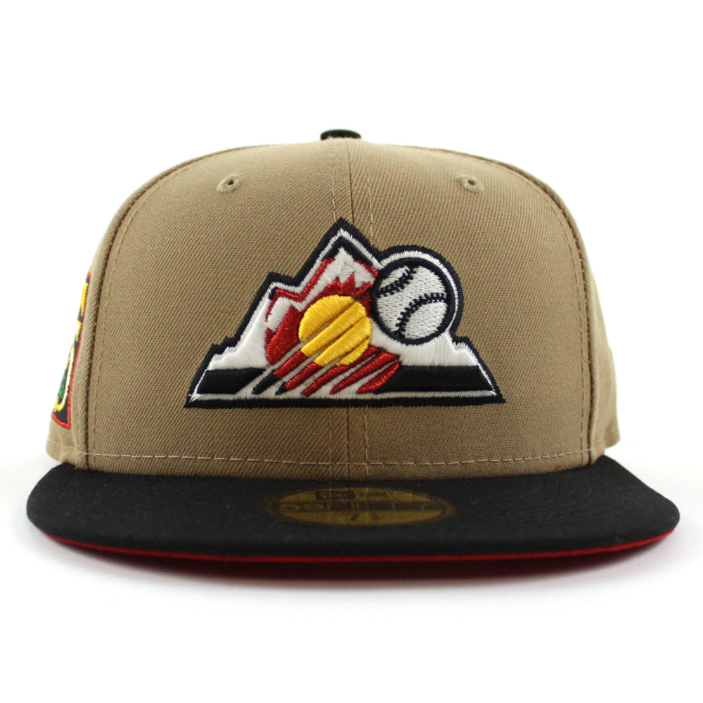 Colorado Rockies 25th Anniversary New Era 59Fifty Fitted Hat (GITD Khaki  Black Red Under Brim)