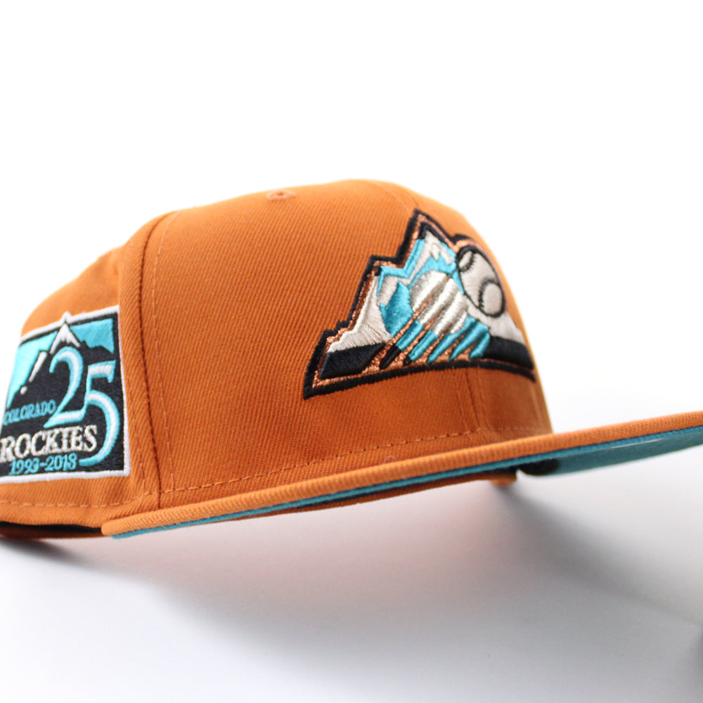 Colorado Rockies 25th Anniversary New Era 59Fifty Fitted Hat (Rust Aqua  Under Brim)