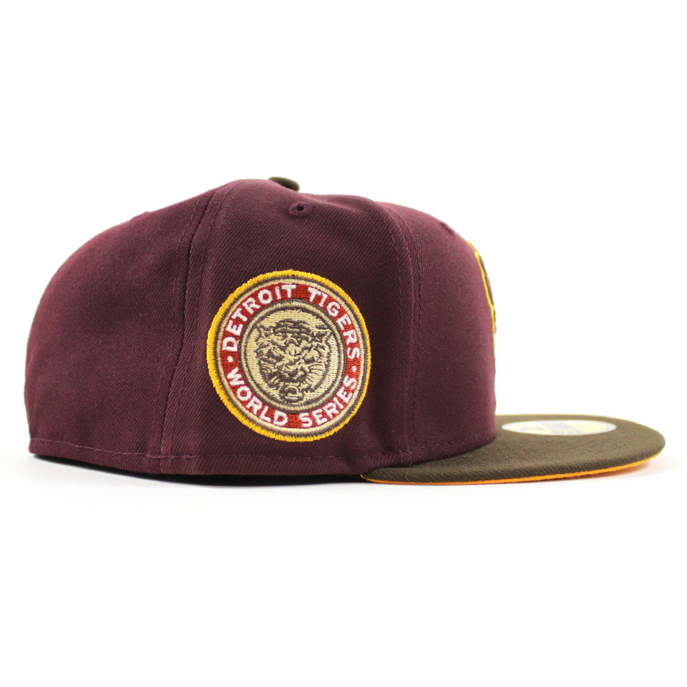 Detroit Tigers 1968 World Series New Era 59FIFTY Fitted Hat (Maroon Walnut Reg Gold Under BRIM) 7 1/8