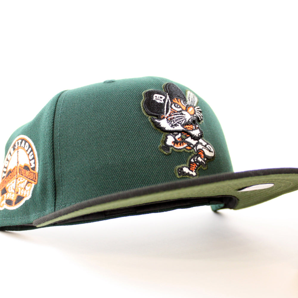 Detroit Tigers Tiger Stadium New Era 59Fifty Fitted Hat (GITD Dark Green  Black Rifle Green Under Brim)