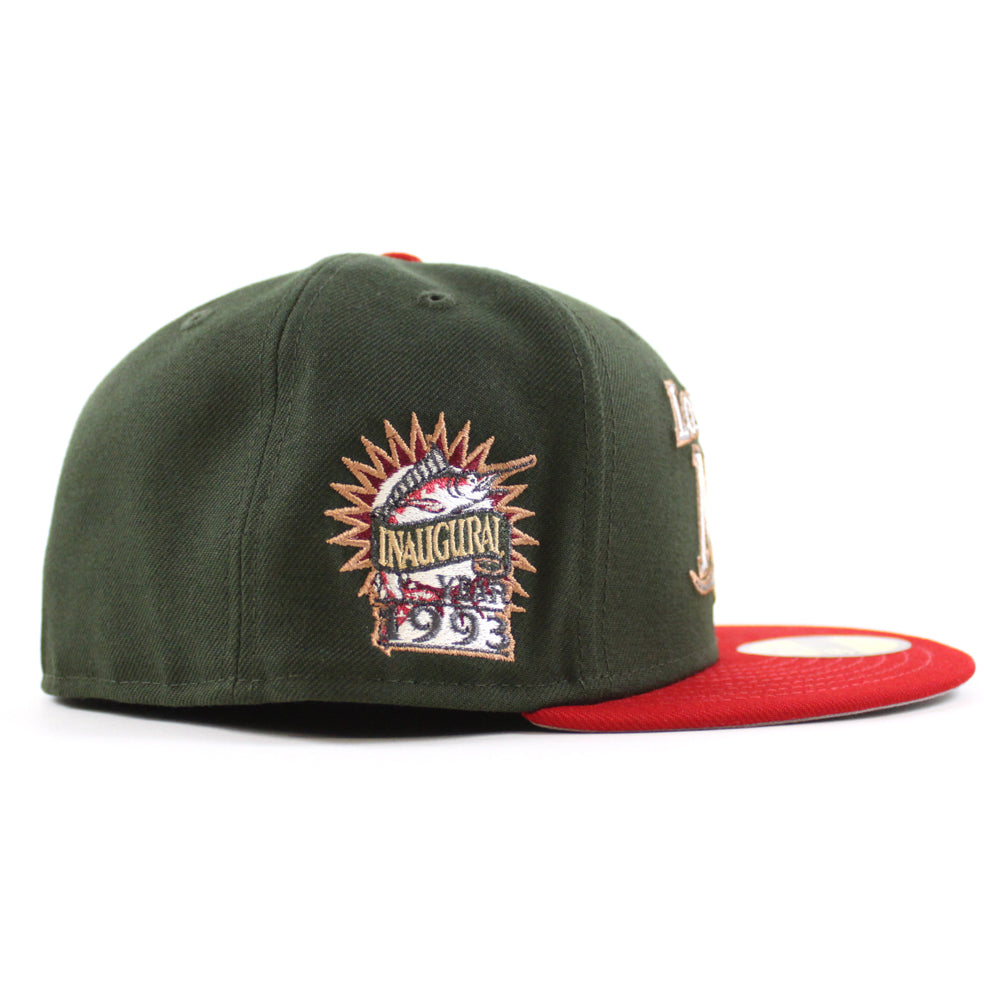 Los Florida Marlins 1993 Inaugural Season New Era 59FIFTY Fitted Hat (Seaweed Green Red Gray Under BRIM) 8