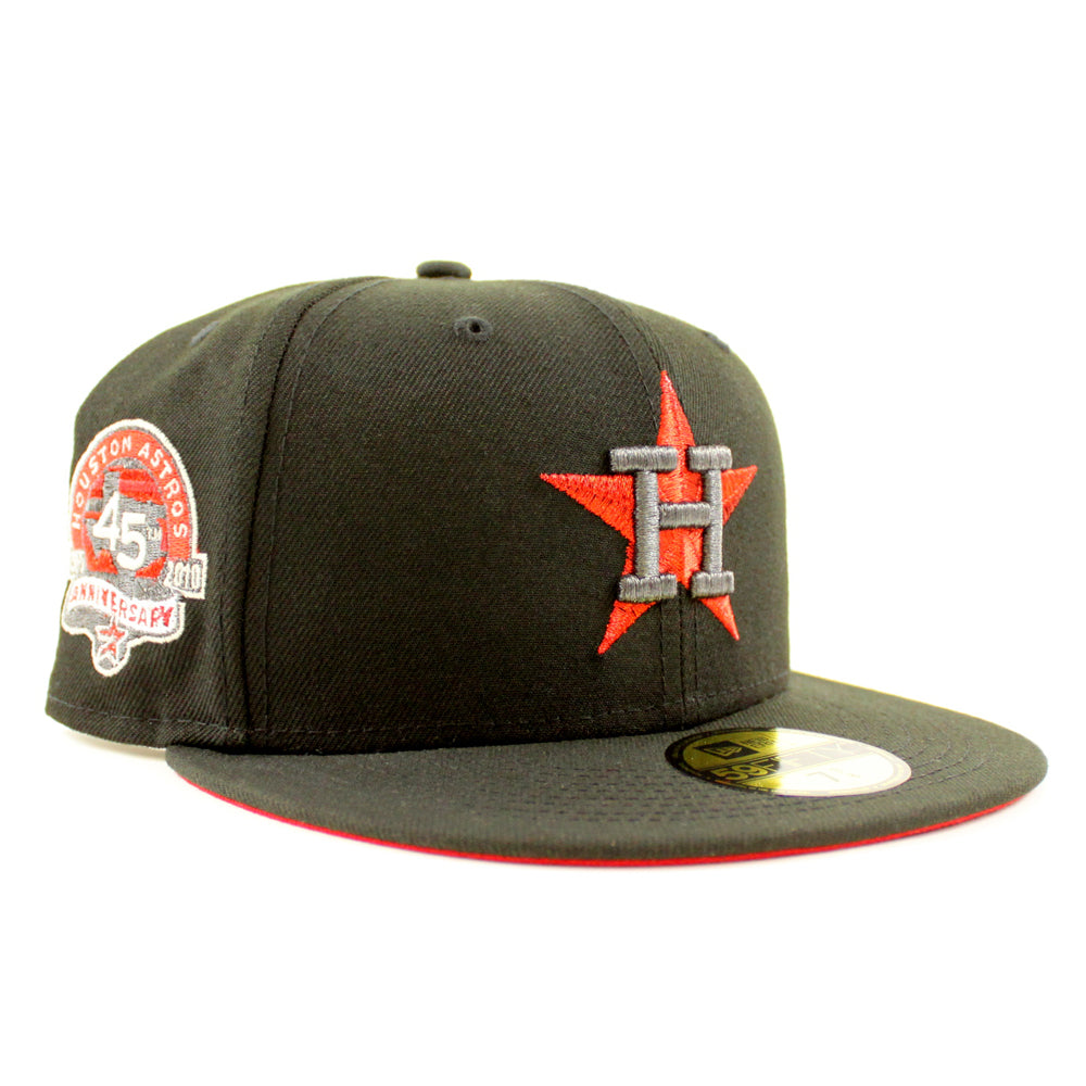 New Era Mens MLB Houston Astros 45th Anniversary 59Fifty Fitted Hat  70744159 Old Gold/Red, Grey Undervisor