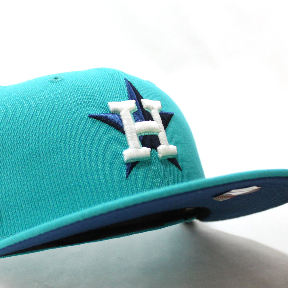 New Era Houston Astros Game 1 35 Years Capsule Fitted Hat 59Fifity Fitted Hat Teal/Blue