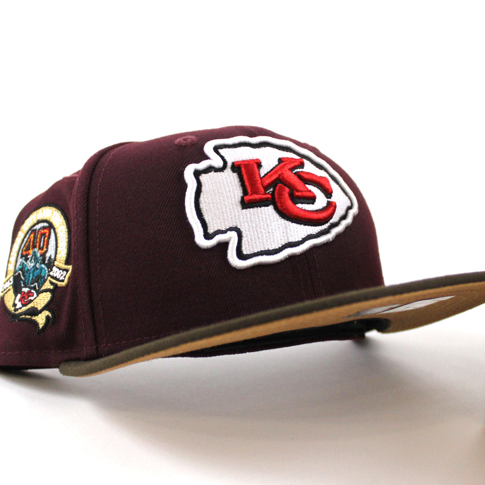 Kansas City Chiefs 40TH ANNIVERSARY 59Fifty New Era Fitted Hat (Maroon  Brown Khaki Under Brim)