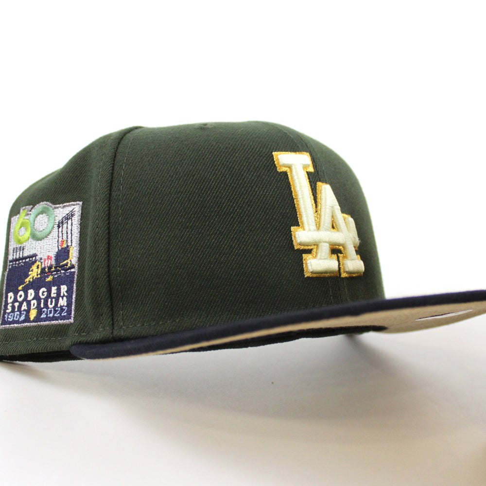 Los Angeles Dodgers 60TH DODGER STADIUM New Era 59Fifty Fitted Hat (Seaweed  Navy Camel GRAY Under Brim)