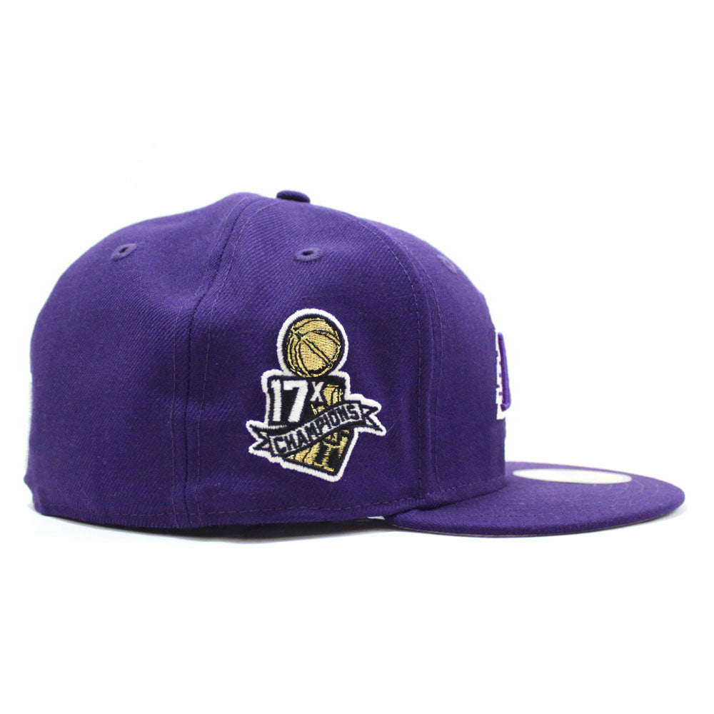 Los Angeles Lakers 17X Championships New Era 59Fifty Fitted Hat (Glow in  The Dark Purple Gray Under Brim)