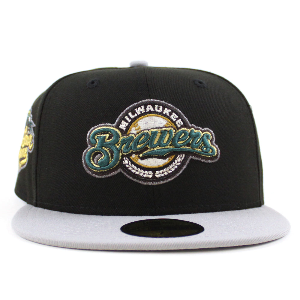 Milwaukee Brewers New Era Fitted Baseball Cap Hat Gray size 6 - 7