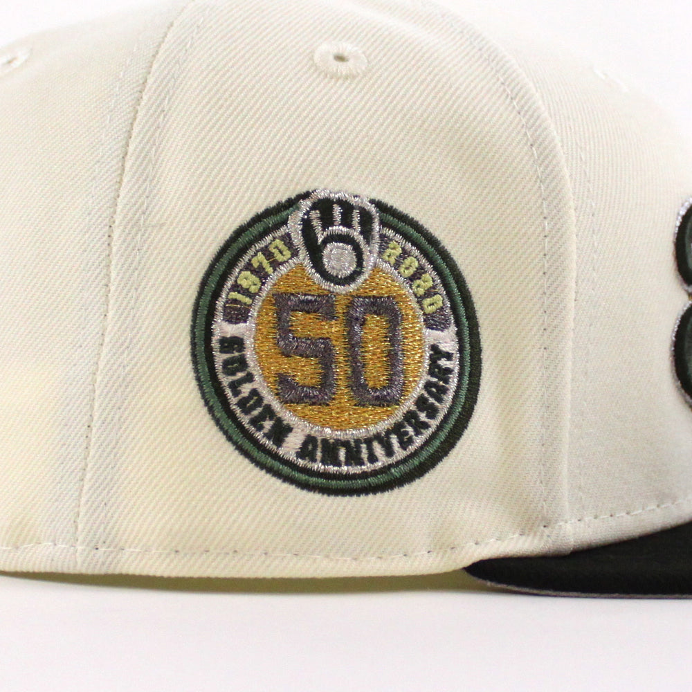 Cervecros-Milwaukee Brewers 40th New Era 59FIFTY Fitted Hat (Chrome White Graphite Gray Under BRIM) 7 1/4