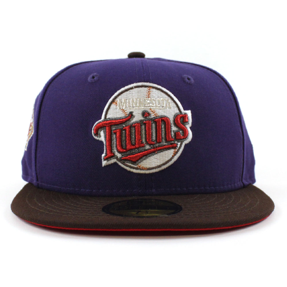 Minnesota Twins 30th Anniversary New Era 59FIFTY Fitted Hat (GITD Purple Burnt Wood Scarlet Under BRIM) 7