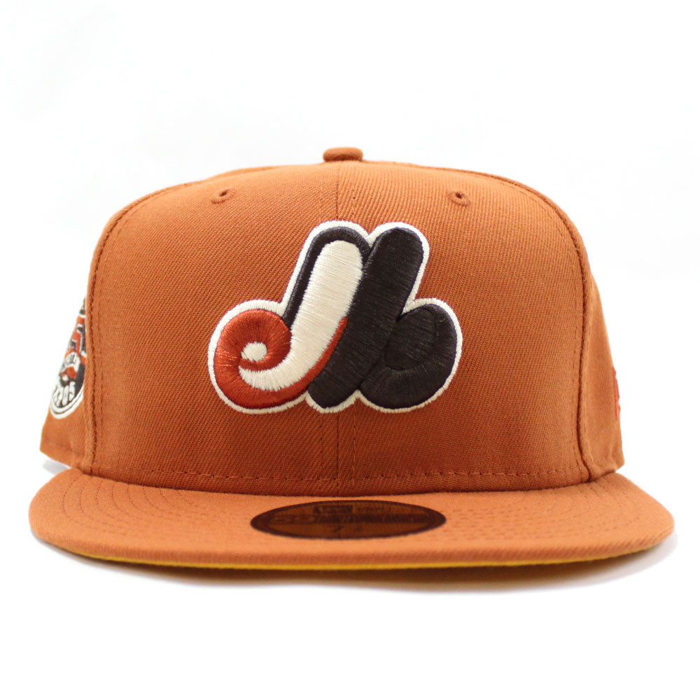 MONTREAL EXPOS 35TH ANNIVERSARY BROWN PINK BRIM NEW ERA FITTED HAT