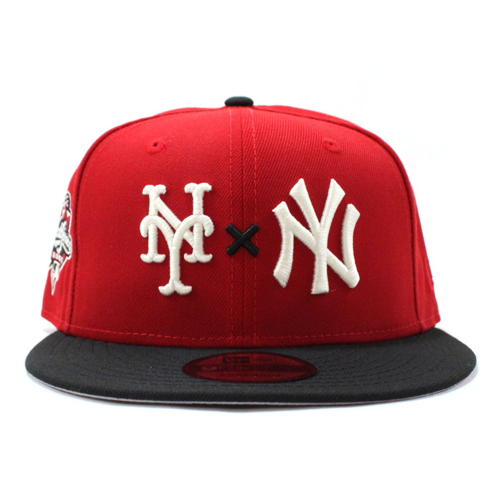 NY Mets x NY Yankees Duel 2000 World Series New Era 9Fifty Snapback Hat  (Red Black Gray Under Brim)