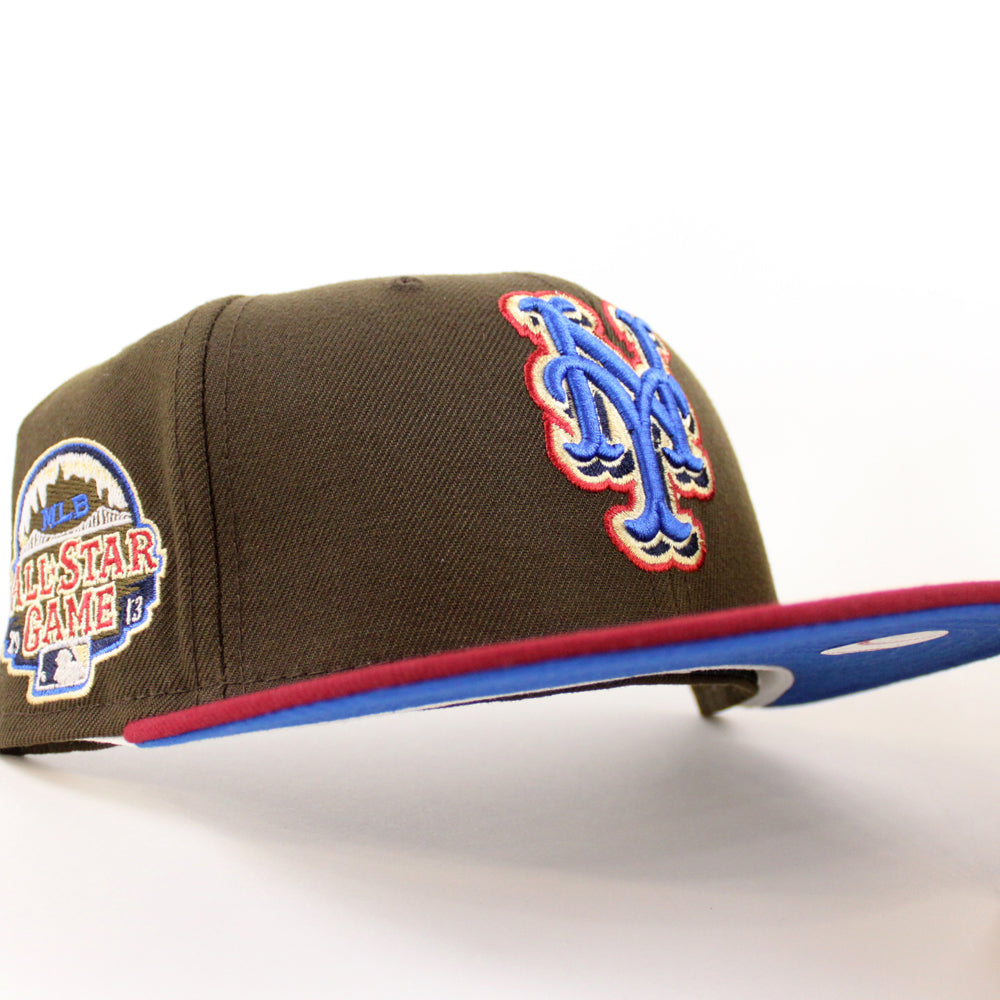 New York Mets 2013 All Star Game New Era 59FIFTY Fitted Hat (Walnut Cardinal Azur Blue Under BRIM) 7 1/8
