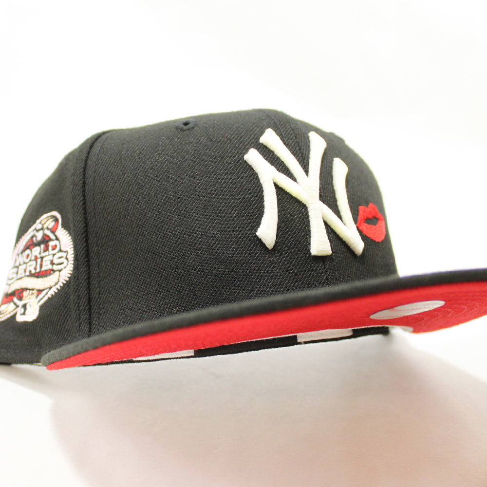 New York Yankees Kiss LIPS 2003 World Series New Era 59Fifty Fitted Hat  (GITD Black Red Under Brim)