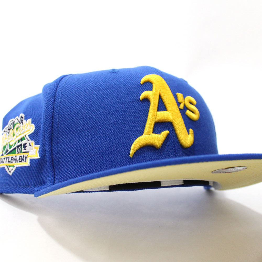 New Era 59FIFTY Jae Tips Forever Oakland Athletics Battle of The Bay Patch Hat- Navy, Yellow Navy/Yellow / 7 1/4
