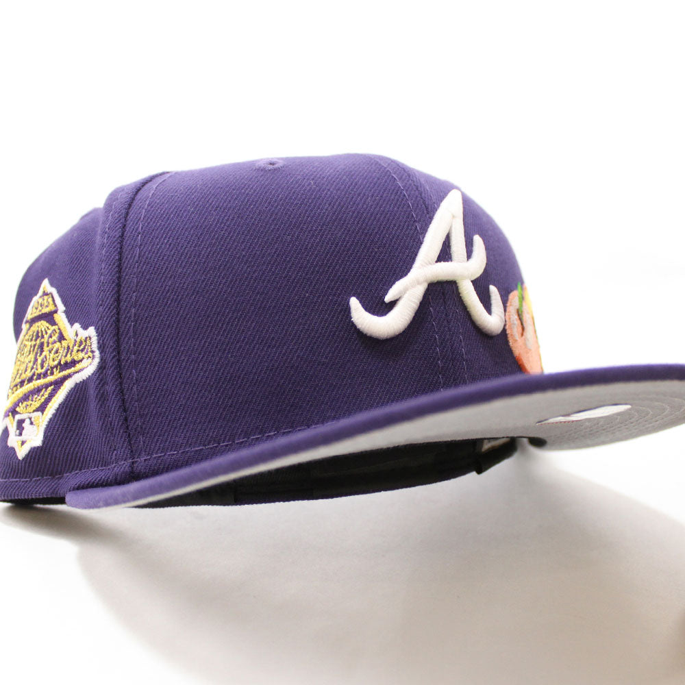 Men's New Era Peach/Purple Atlanta Braves 1995 World Series Side Patch 59FIFTY Fitted Hat